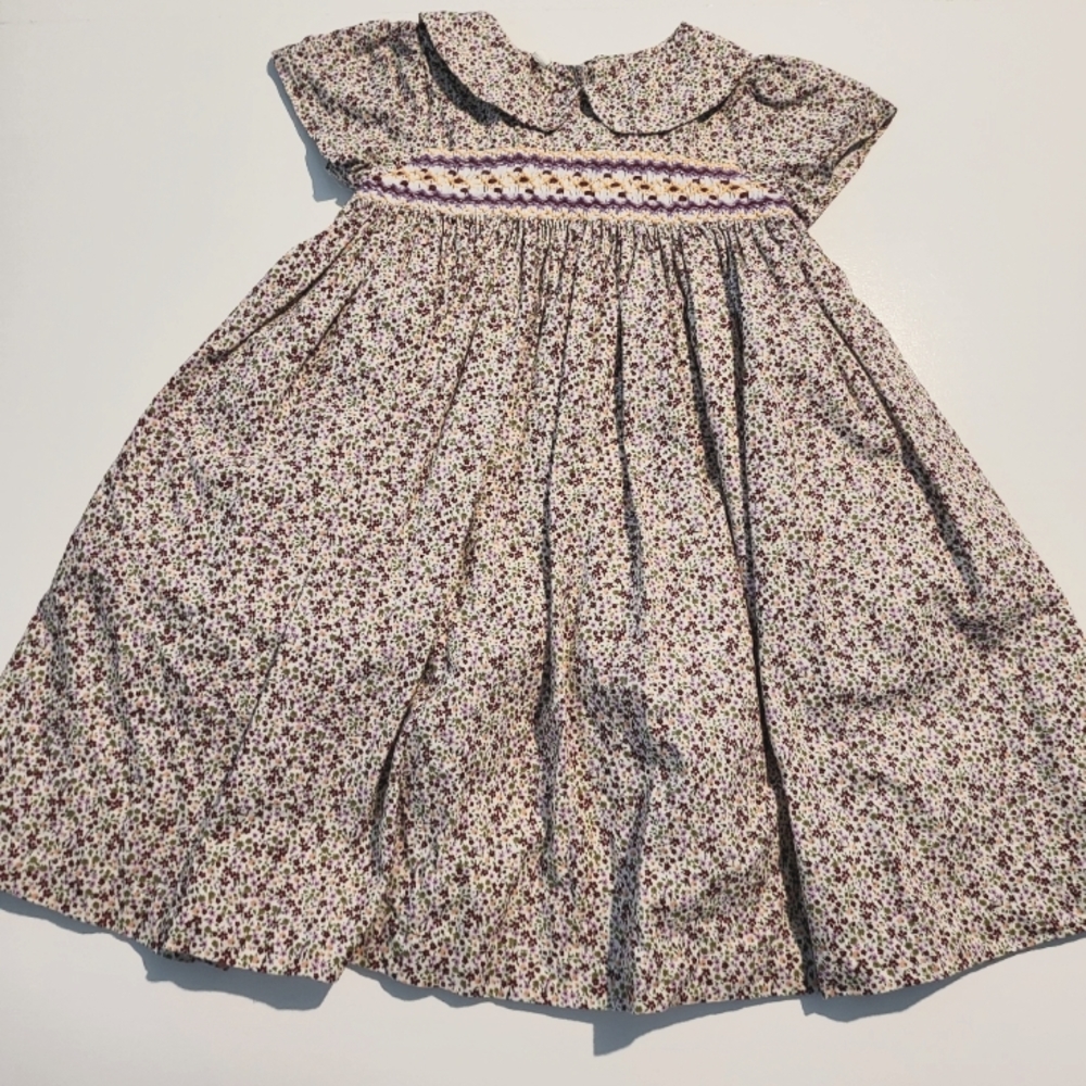 Vintage 4U-Only Girl Baby Doll Violet Flowers Short Sleeve Dress 6m